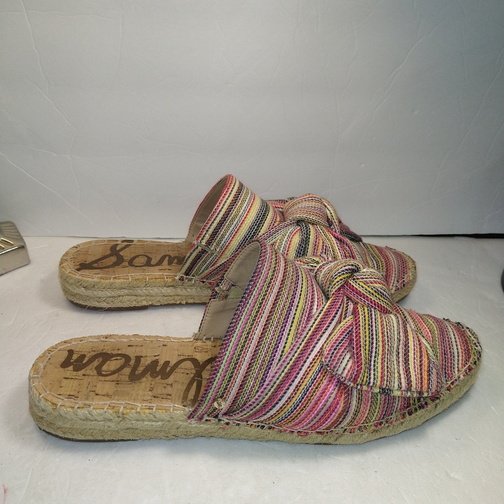 Sam Edelman Lynda Espadrille Multi Color Bow Slide Mules Shoes Women's sz 10M.
